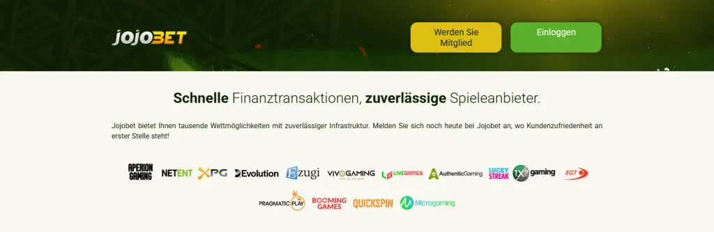 Informationsbereich zu Zahlungen und Service auf der Jojobet-Webseite
